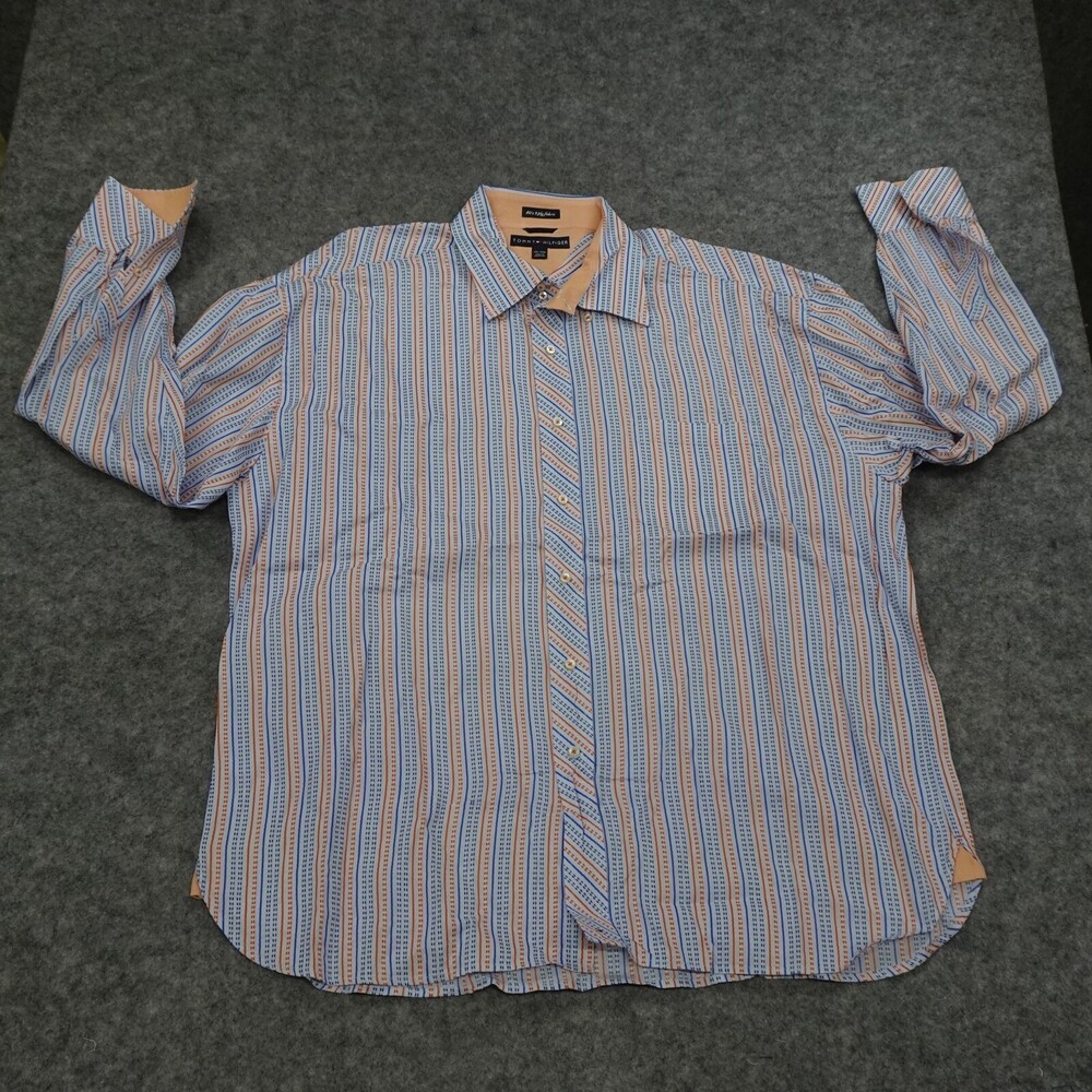 Tommy Hilfiger Button Shirt Mens XXL Multicolor Long Sleeve Classic Fit Cotton